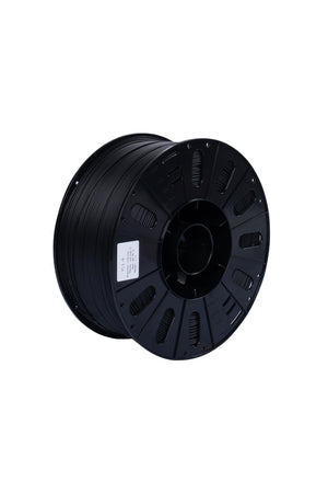 Beta PLA+ Black (siyah) 3kg 3D yazıcı filamenti makarası ve 1.75mm çap görünümü.